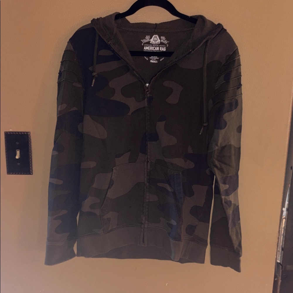 American Rag Green Camo Zip-Up Hoodie
